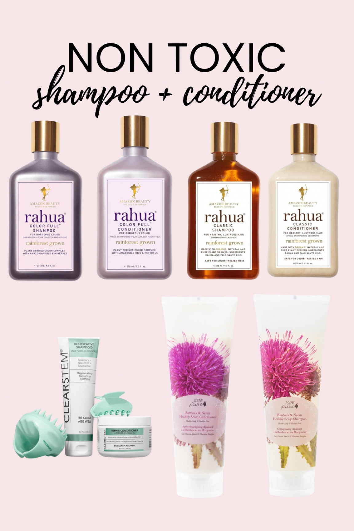 NON TOXIC shampoo and conditioner! Code CLEANLIVING on 100% Pure and code CLEANLIVINGKARLY on Clearstem for discount!!! 

#LTKBeauty #LTKFamily #LTKU