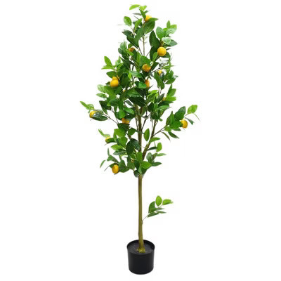 Artificial Lemon Tree, Fake Pre Potted with Lifelike Trunk, Bendable Leaves & Fruits for Indoor Outdoor Decoration Porch | Target