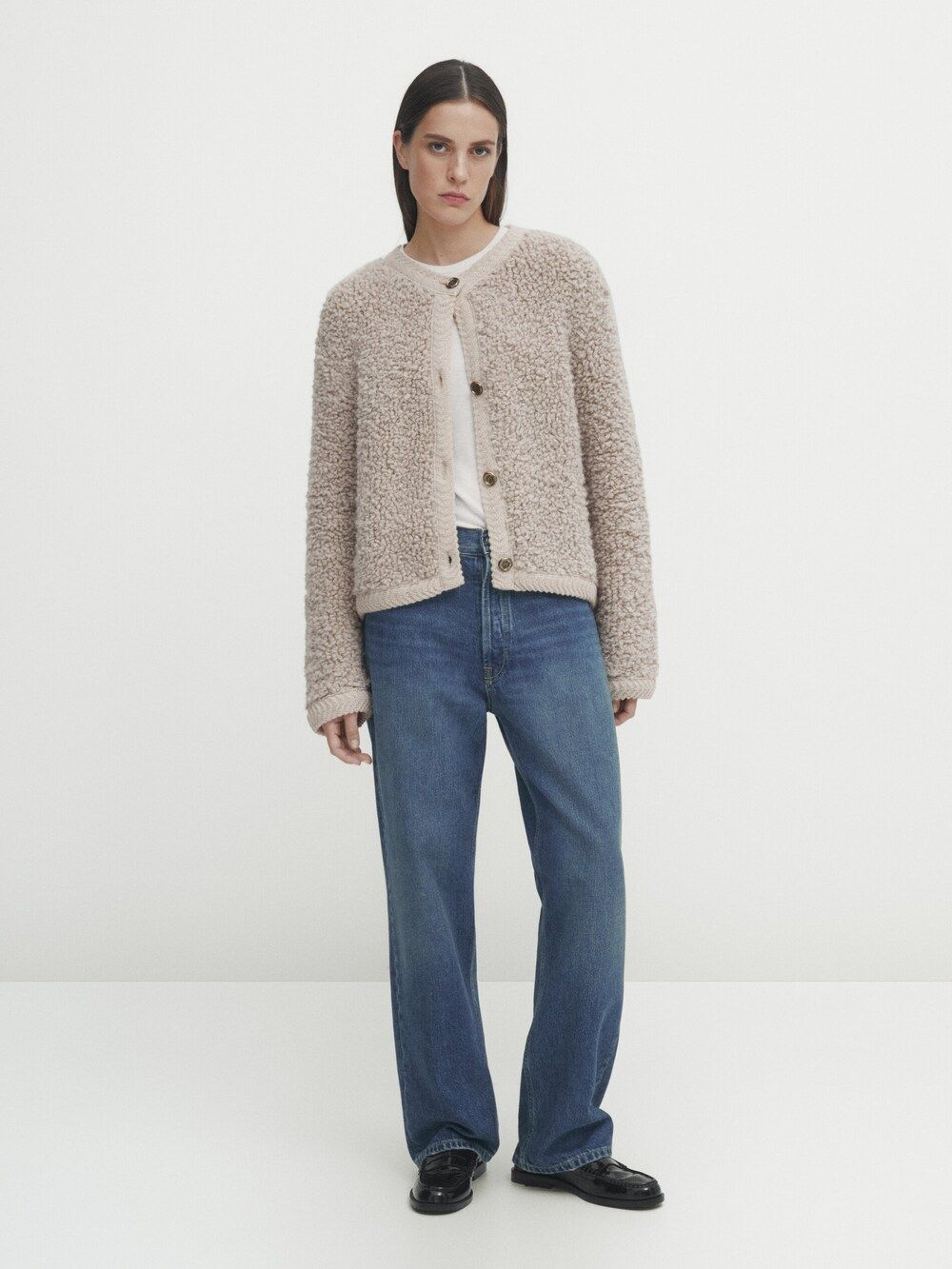 Bouclé knit cardigan with buttons | Massimo Dutti (US)