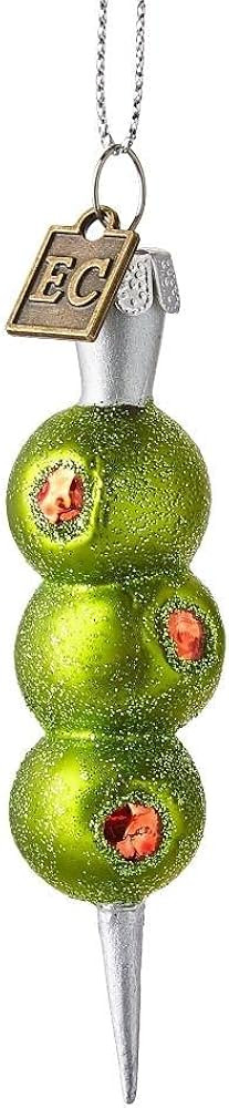 3.5" 3 Cocktail Bar Green Olive Martini Garnish Eric Cortina Glass Christmas Ornament | Amazon (US)