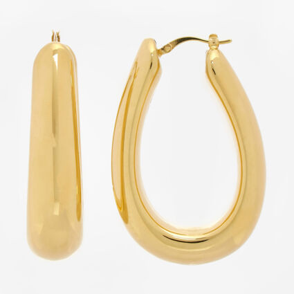 Bronze 18ct Yellow Gold Plated Oval Hoop Earrings | TK Maxx