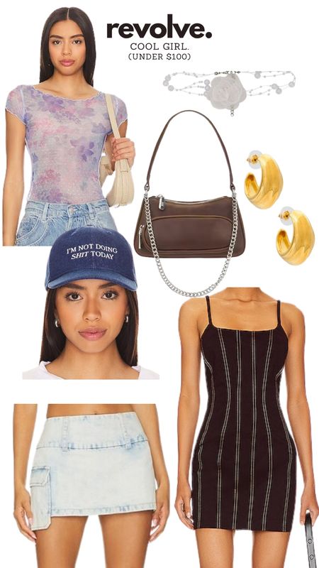 Mini dress, shoulder bag, baseball hat, mini skirt, revolve, cool girl outfit, spring outfit 

#LTKSeasonal #LTKstyletip #LTKfindsunder100