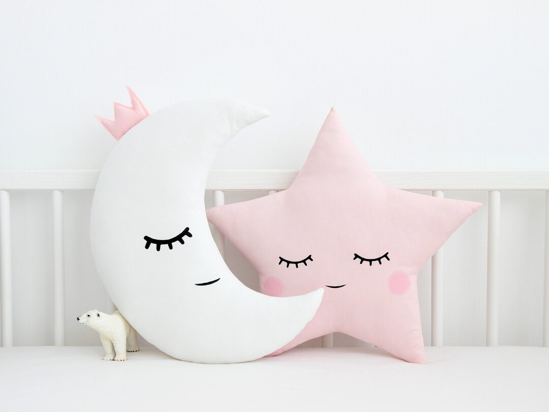 Set of Moon and Star Pillows Toddler Girl Pillows Pink Baby Shower - Etsy | Etsy (US)