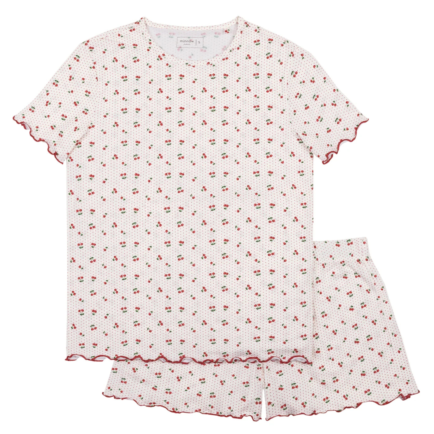 women's summer cherries shirt and short pima pajamas set | minnow