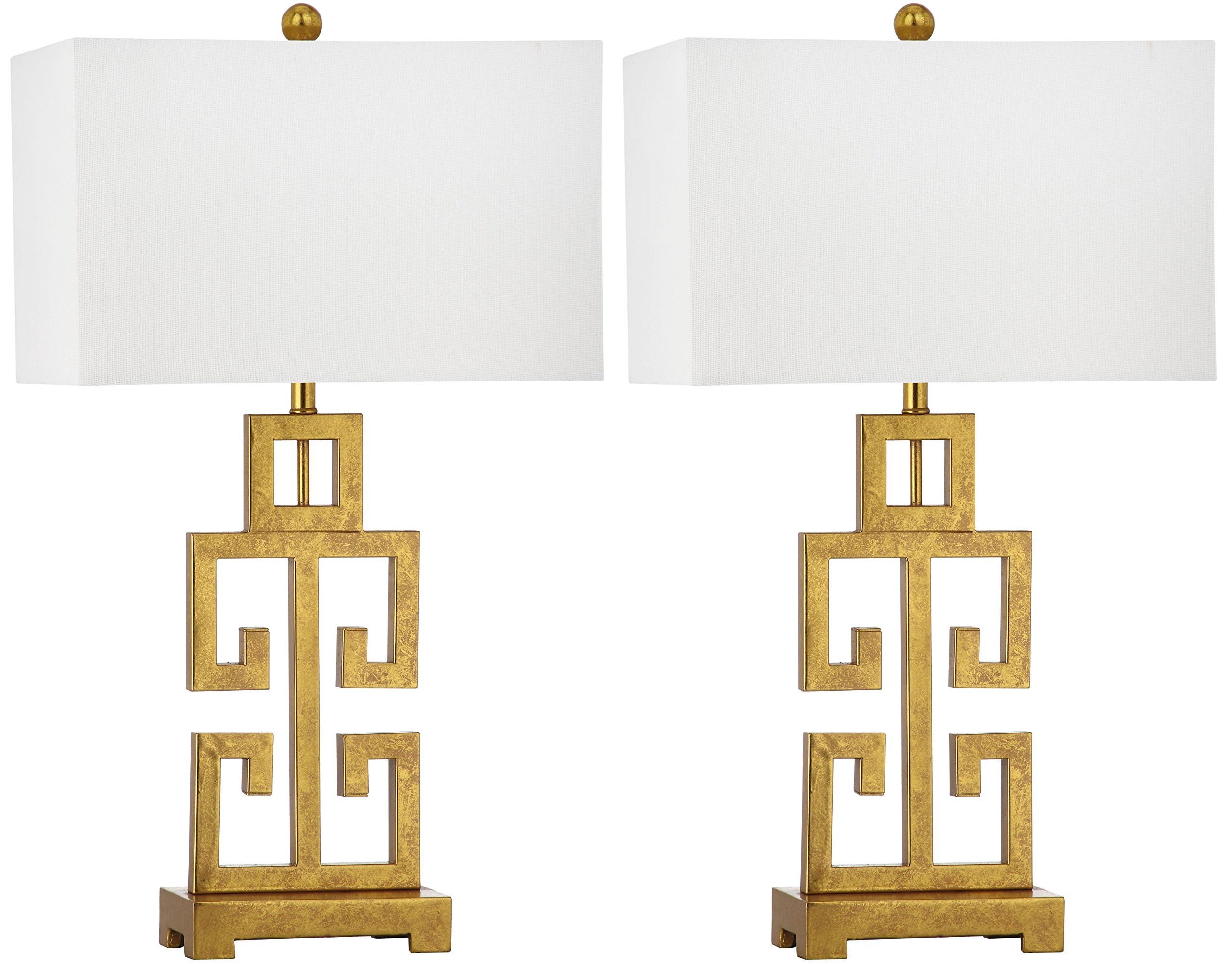 SAFAVIEH Lighting Collection Greek Key Farmhouse Glam Antique Gold 29-inch Bedroom Living Room Ho... | Amazon (US)
