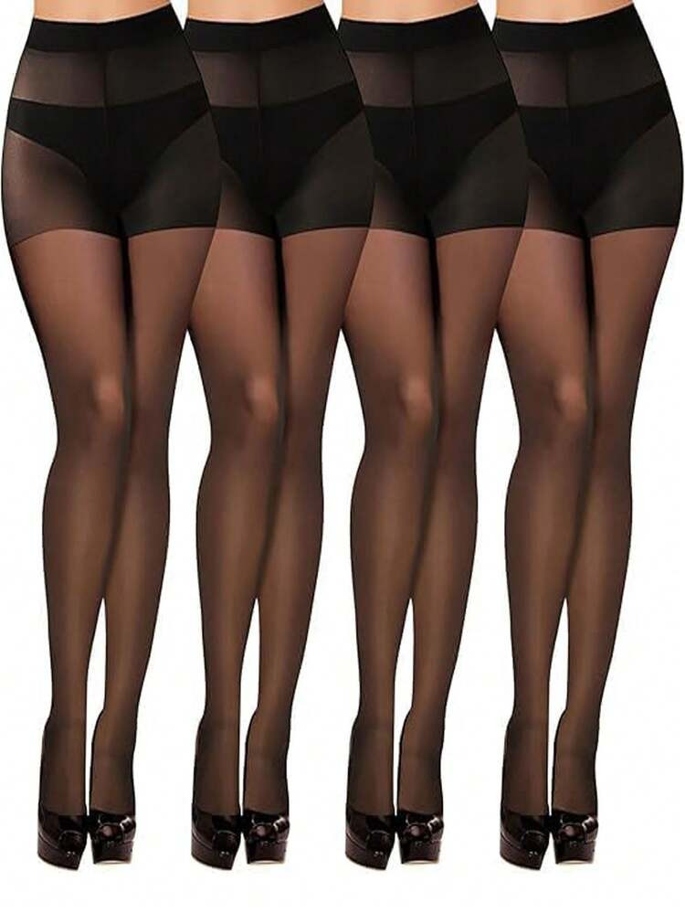 Women Sexy 20D Sheer Stockings Black Tights Fashionable Minimalist Pantyhose, Cozy | SHEIN