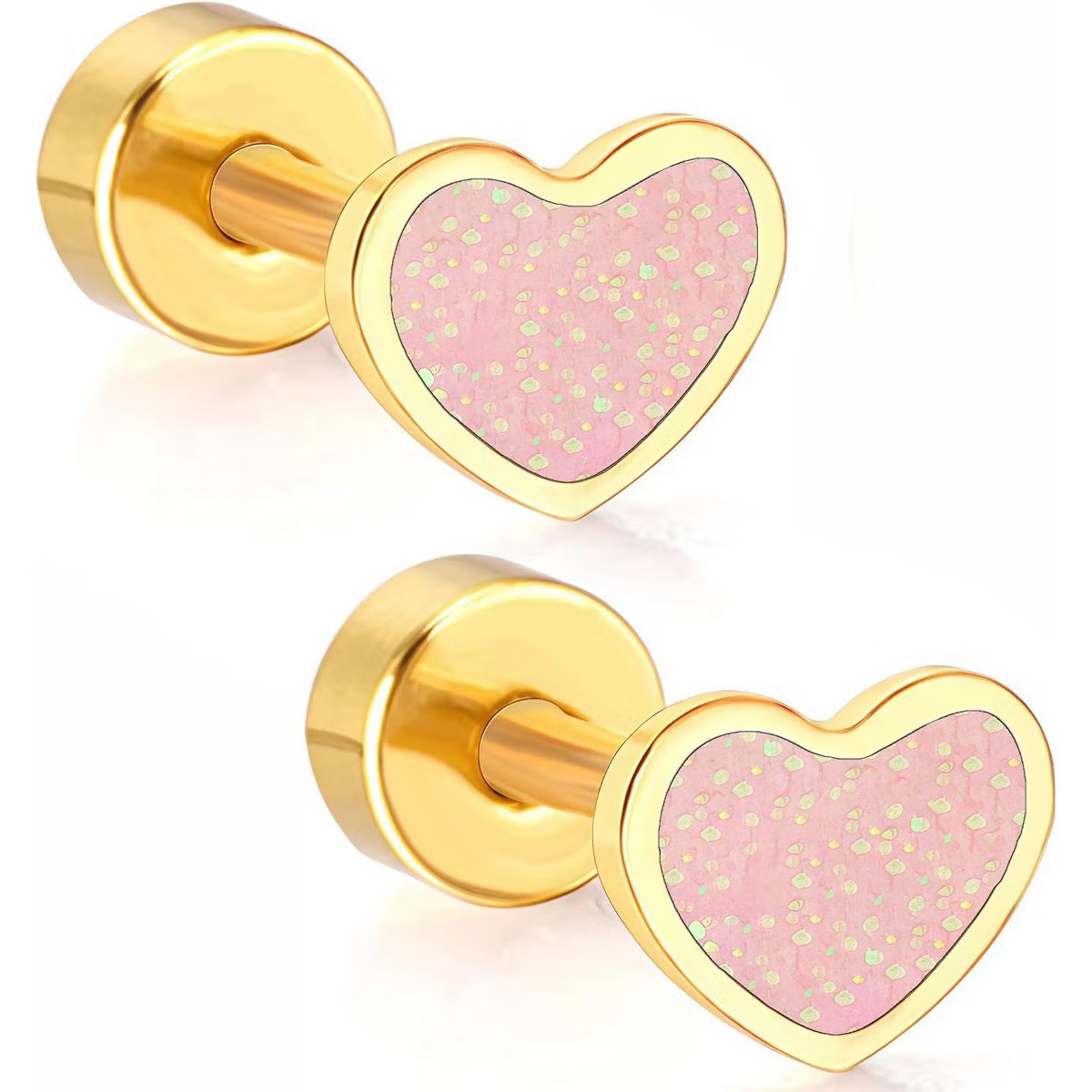 14K Gold Plated Screw Back Earrings: Star & Heart Surgical Steel Studs for Sensitive Ears | Target