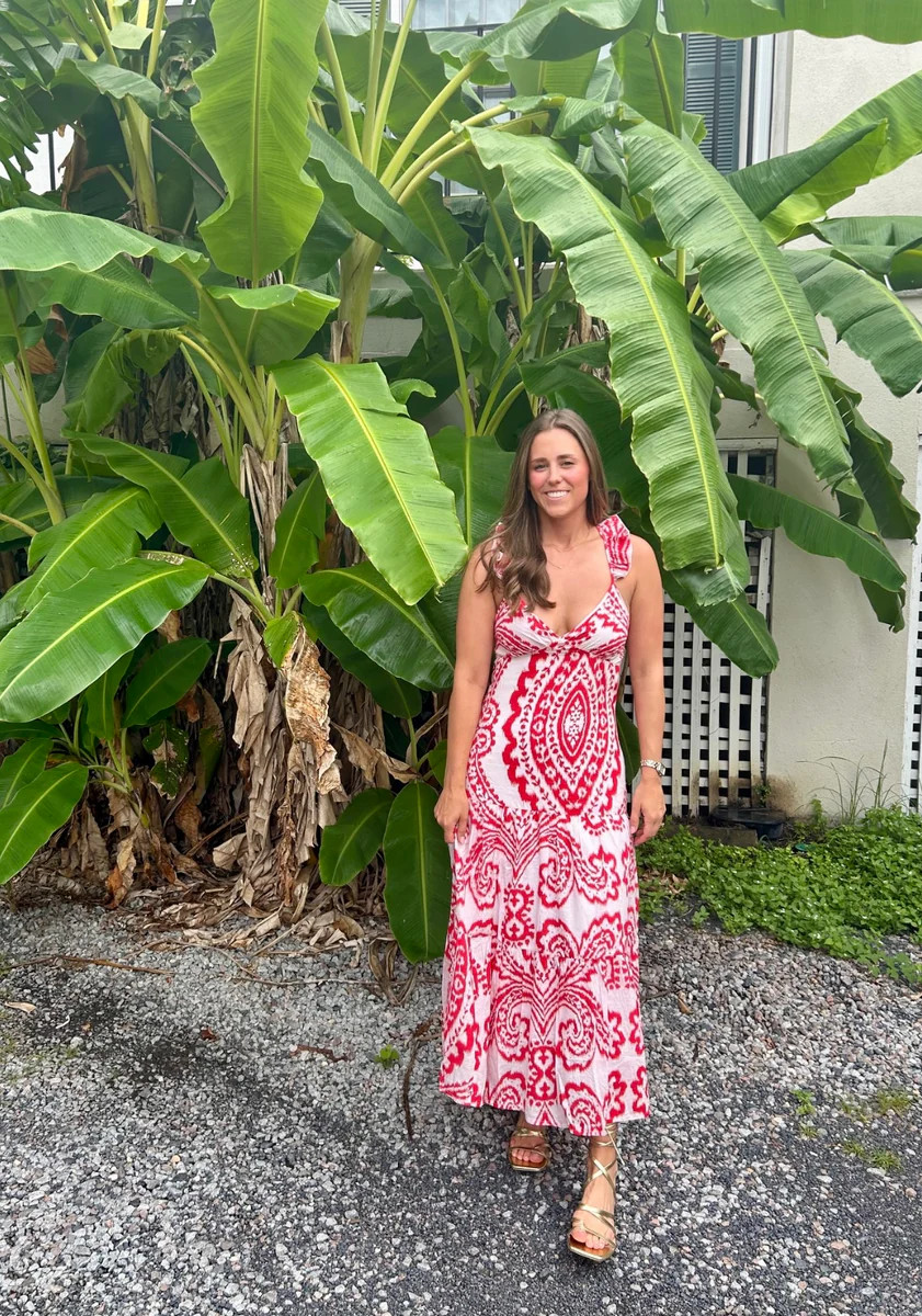 Laura Maxi Dress Red Ikat | Madison Mathews
