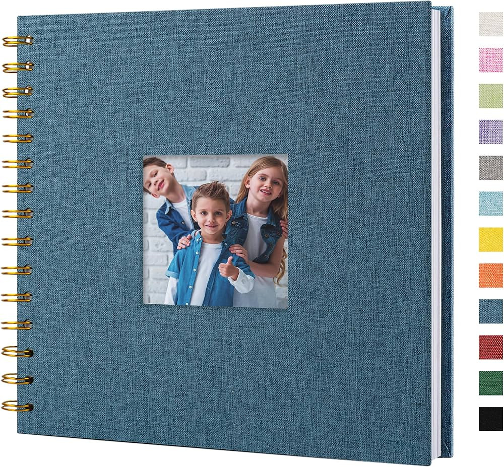 Scrapbook Photo Album Linen Cover, 8 x 8 Inch Hardcover Kraft White Pages Memory Book, for Travel... | Amazon (US)