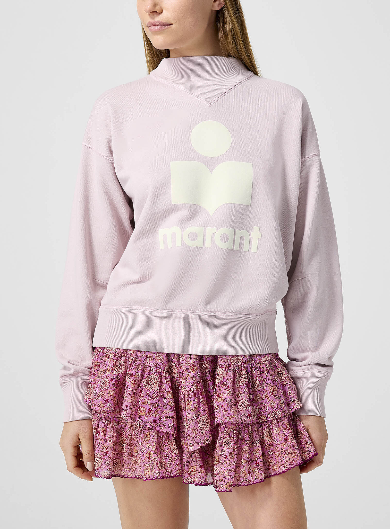 Isabel Marant Etoile - Velvety logo mock-neck sweatshirt (Women, Pink, 36) | Simons