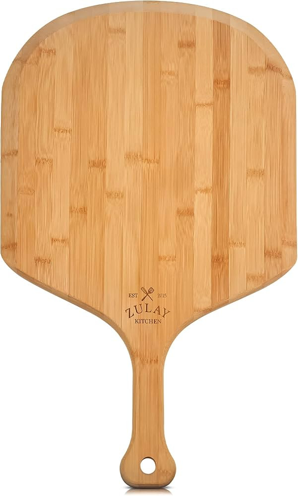 Zulay (Large 15") Authentic Bamboo Pizza Peel Wood - Natural Bamboo Pizza Paddle With Easy Glide ... | Amazon (US)