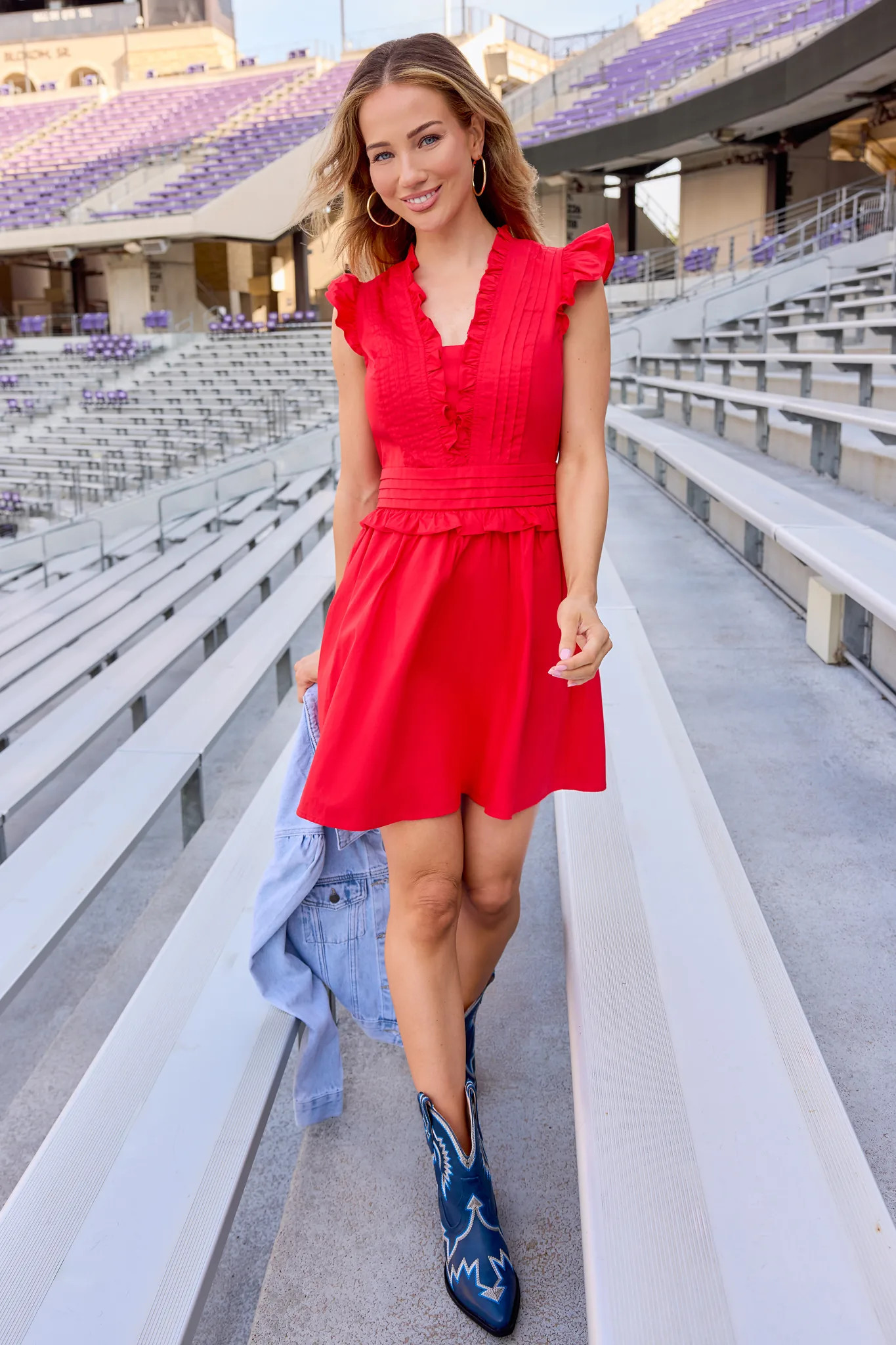 Makayla Red Flutter Sleeve Short Dress | Avara