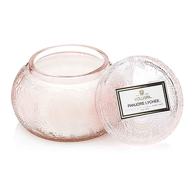 Voluspa Japonica Embossed Glass Chawan Bowl Candle, Panjore Lychee, 14 Ounce | Amazon (US)