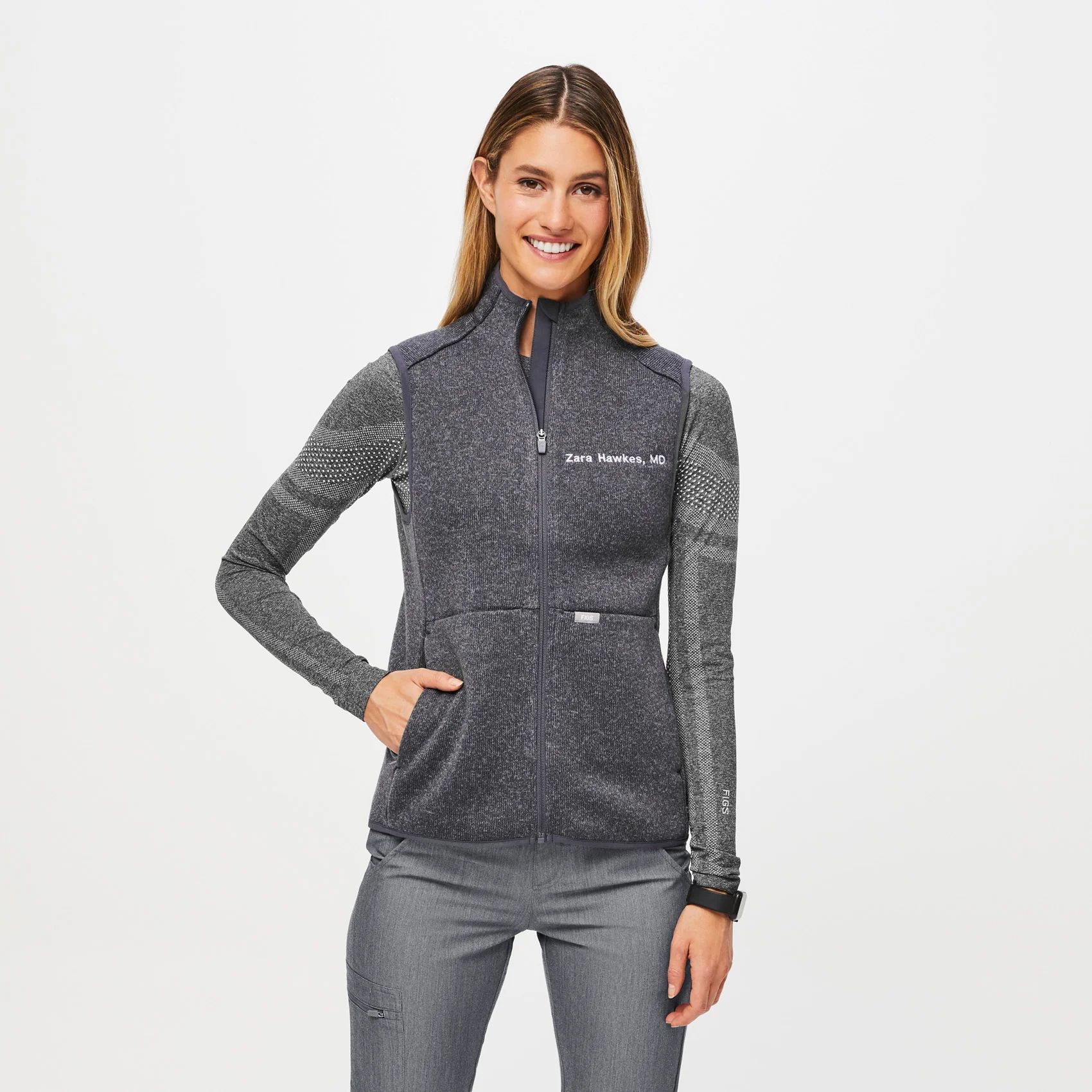 Women’s On-Shift Sweater Knit Vest™ - Heather Dark Charcoal · FIGS | FIGS