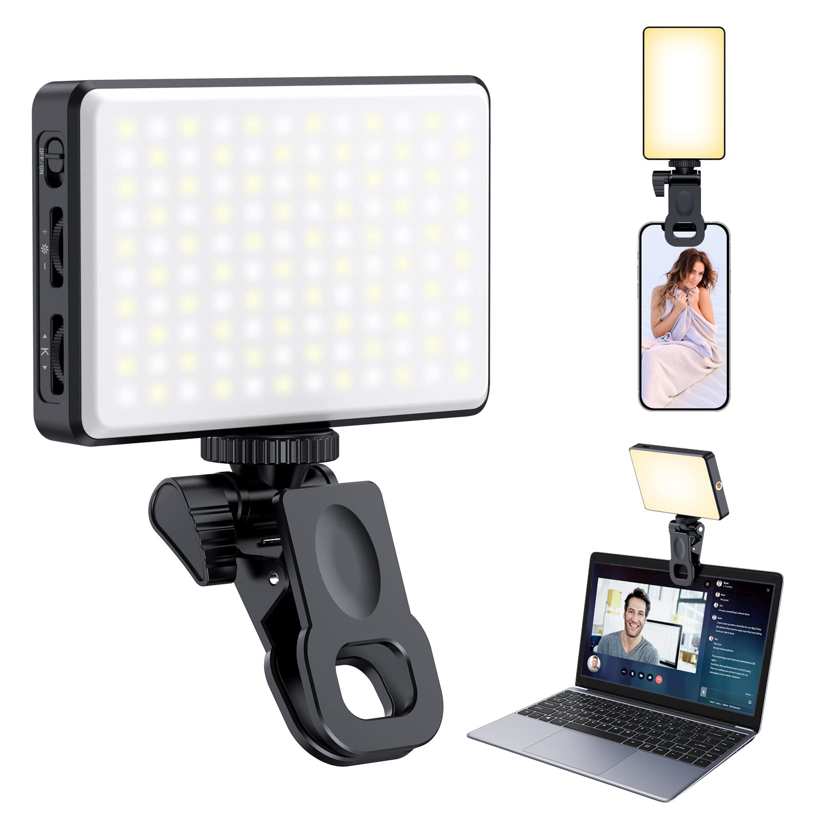 120 LED Phone Light, Selfie Light for iPhone, 5000Mah Rechargeable Clip Video Light for Phone, Ca... | Amazon (US)