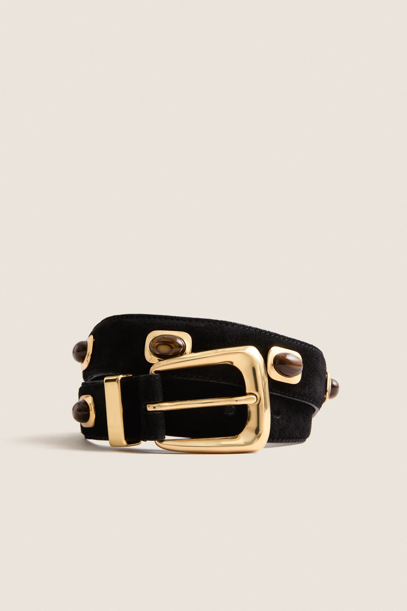Black Stone Embellished Suede Arch Belt | Tuckernuck (US)