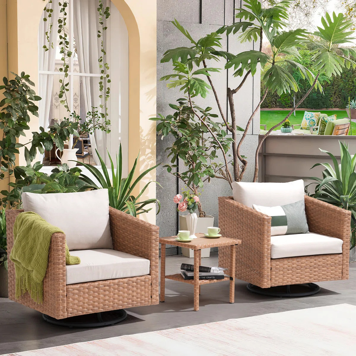 Outdoor 3 Piece Seating Group With Cushions | Wayfair North America