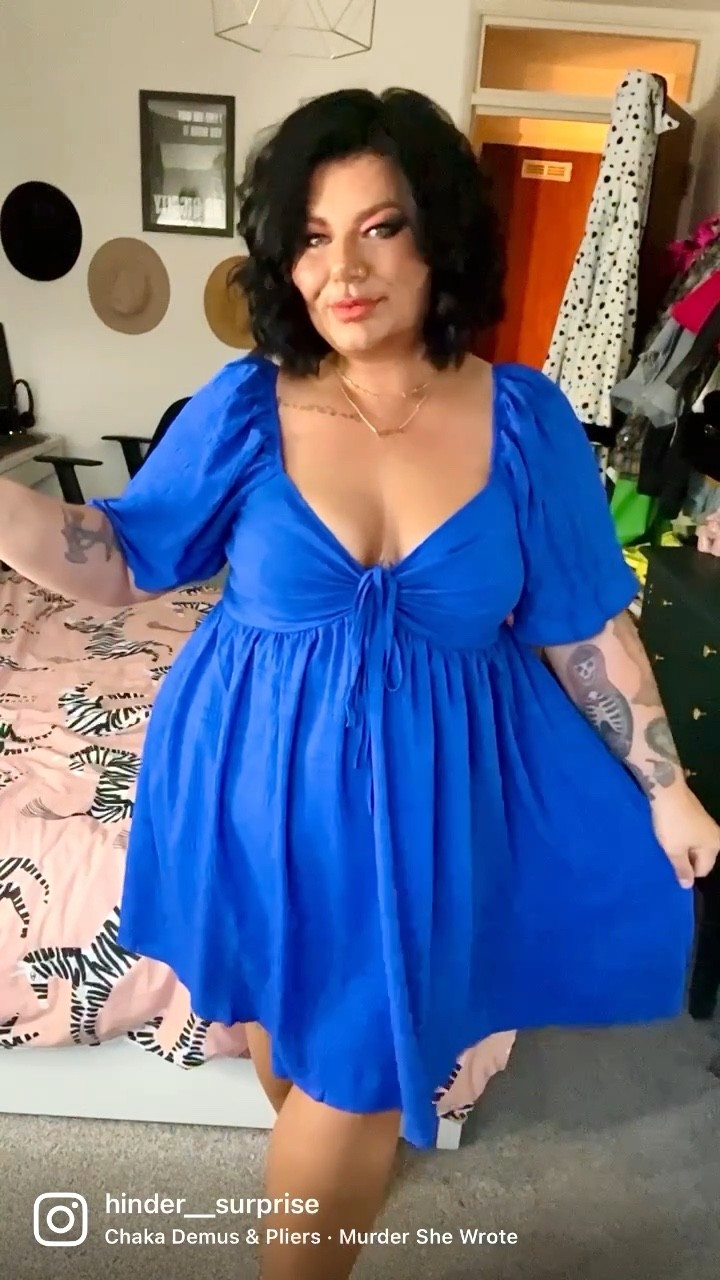 I have these dresses in every colour 👀 I unpicked the sleeve elastic on this one if you’re wondering why they look different 💙 I wear a 3XL and I’m a uk size 18-20 and I’m 5”3.

#LTKcurves