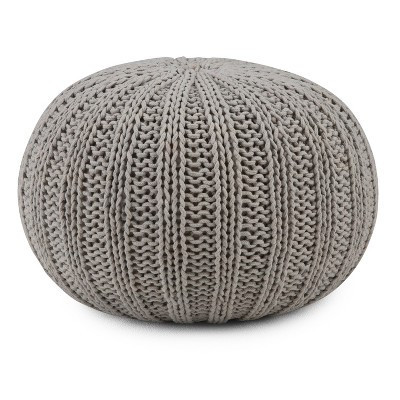 WyndenHall Grandville Hand Knit Round Pouf Dove Gray: Cotton Upholstered, No Assembly, Spot Clean | Target