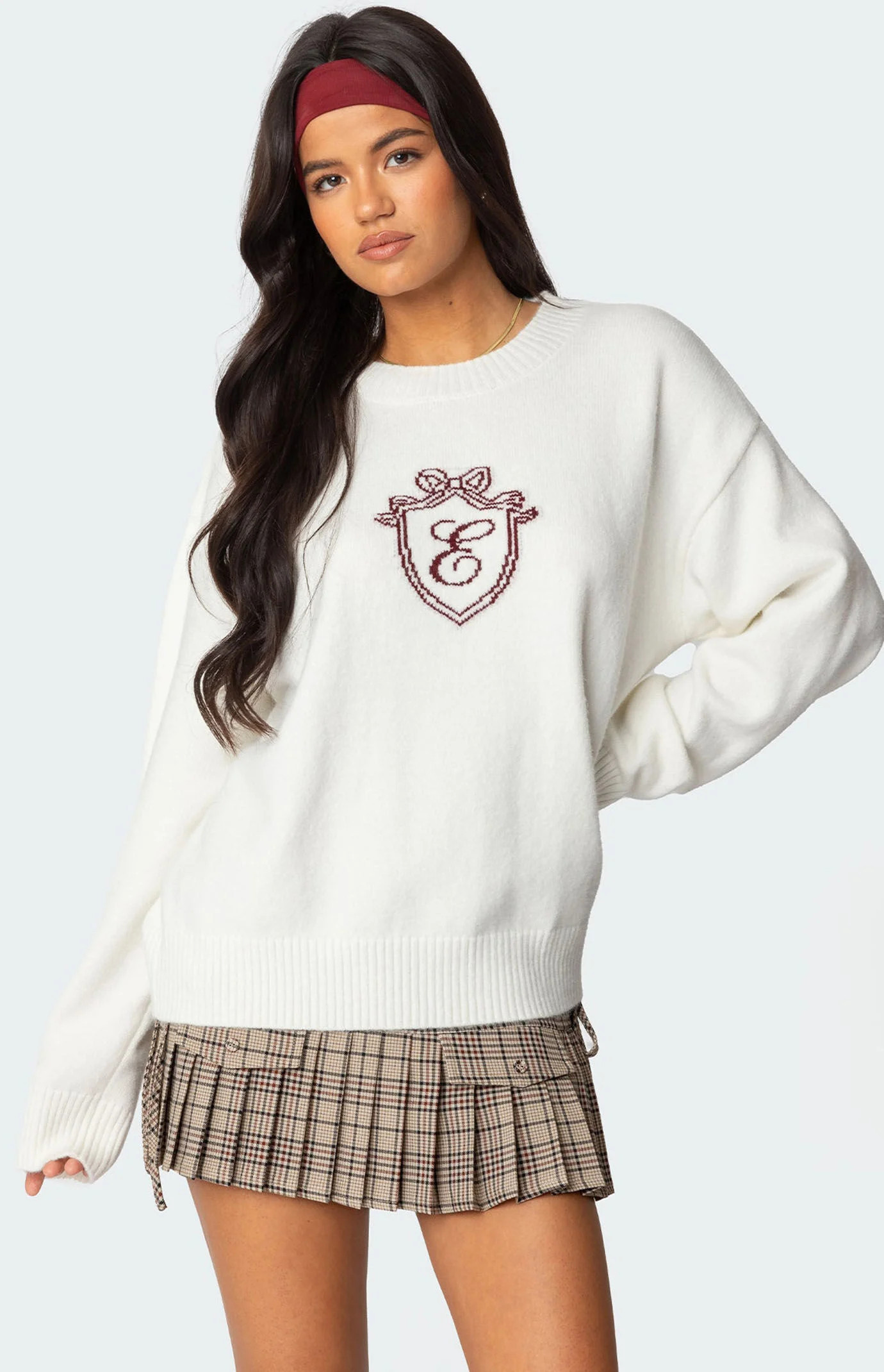 Edikted Women's So Preppy Sweater in White - Size Medium | PacSun