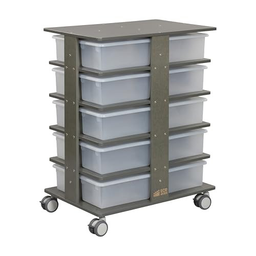 ECR4Kids 20-Compartment Mobile Storage Tower and 20 Cubby Bins, 5x4, Kids Furniture, Clear | Amazon (US)