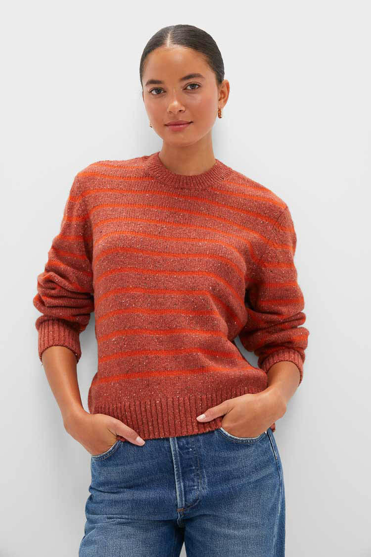 Burnt Orange Stripe Claydon Knitted Jumper | Tuckernuck (US)
