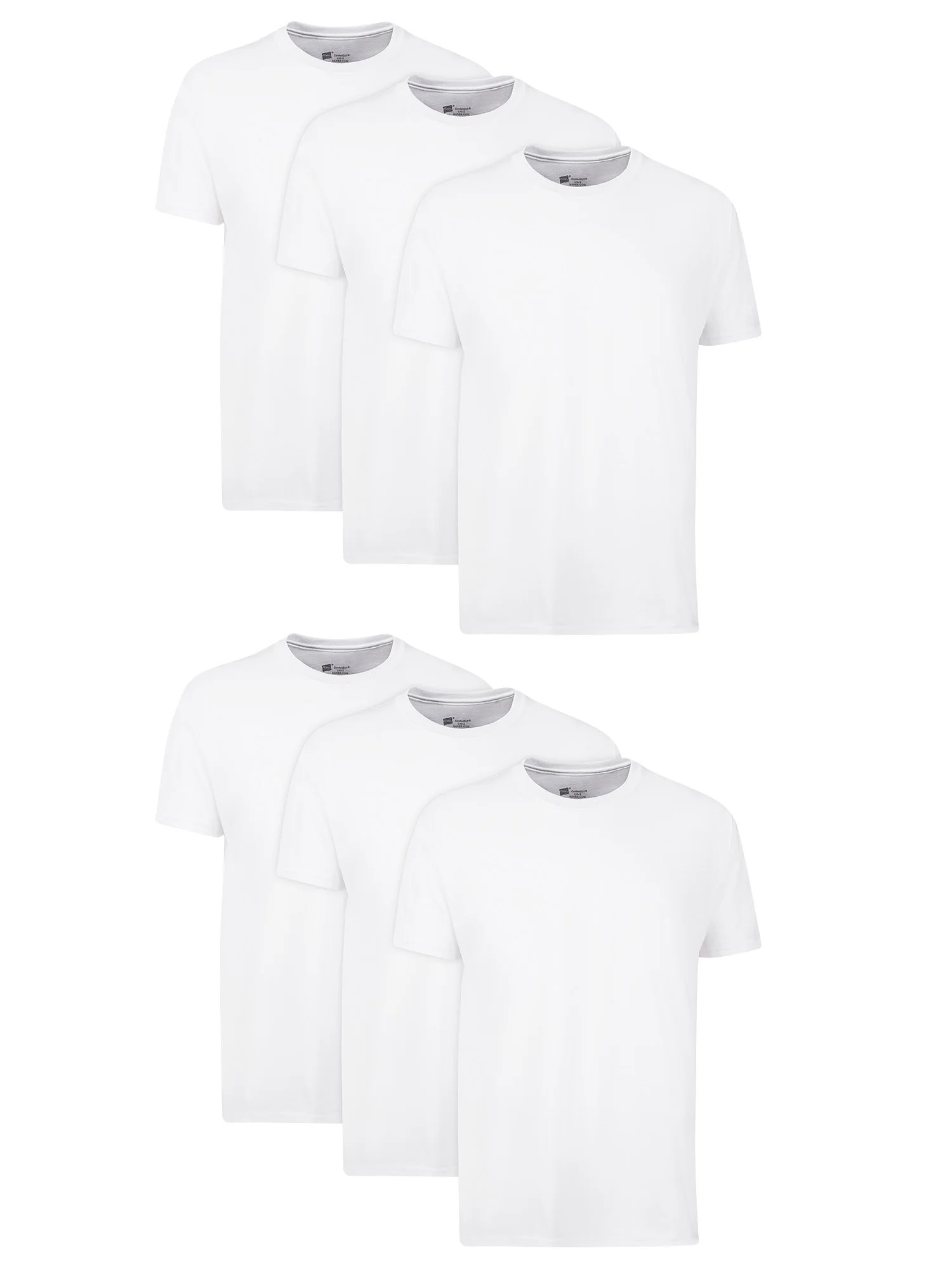 Hanes Men's Value Pack White Crew T-Shirt Undershirts, 6 Pack | Walmart (US)