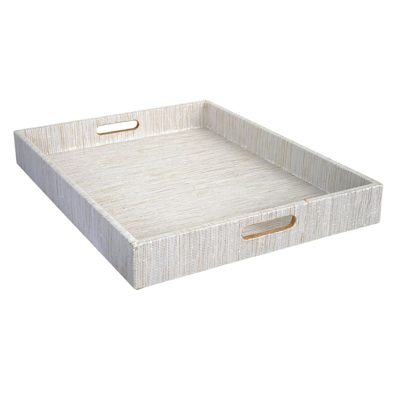Providence White & Gold Woven Tray | At Home