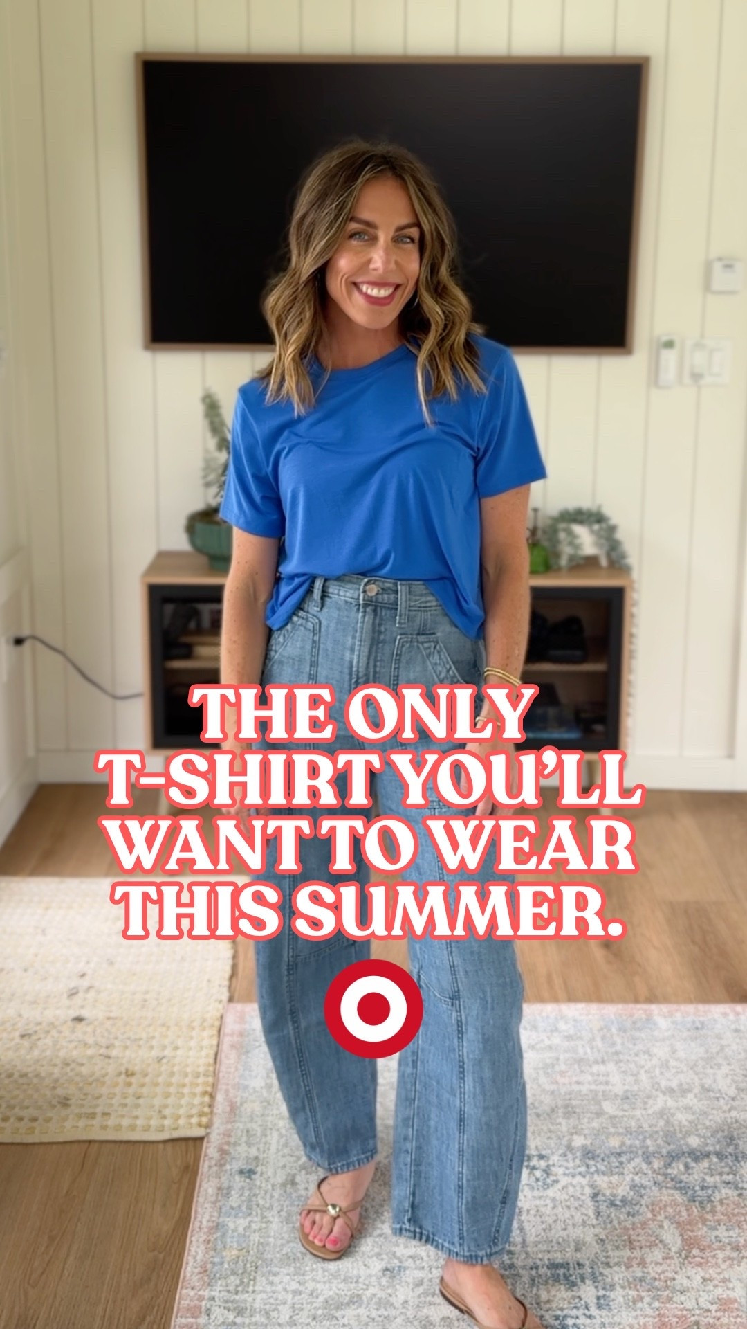 Our two favorite items ever made by Target. This tee and this sports bra. Both fit TTS and are worn on a daily basis by all of our team members 😂🩷 SO GOOD. **