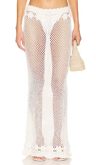 Zanea Ruffle Maxi Skirt in White | Revolve Clothing (Global)