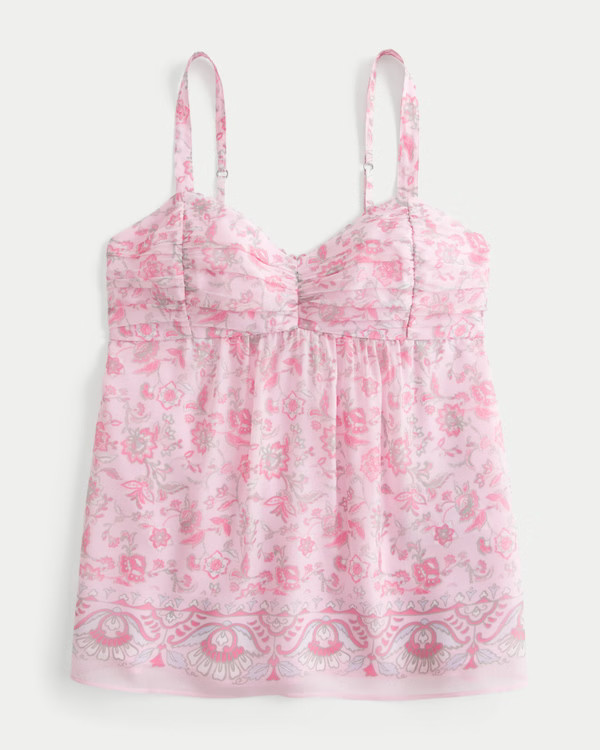 Women's Easy Ruched Chiffon Babydoll Top | Women's Tops | HollisterCo.com | Hollister (US)