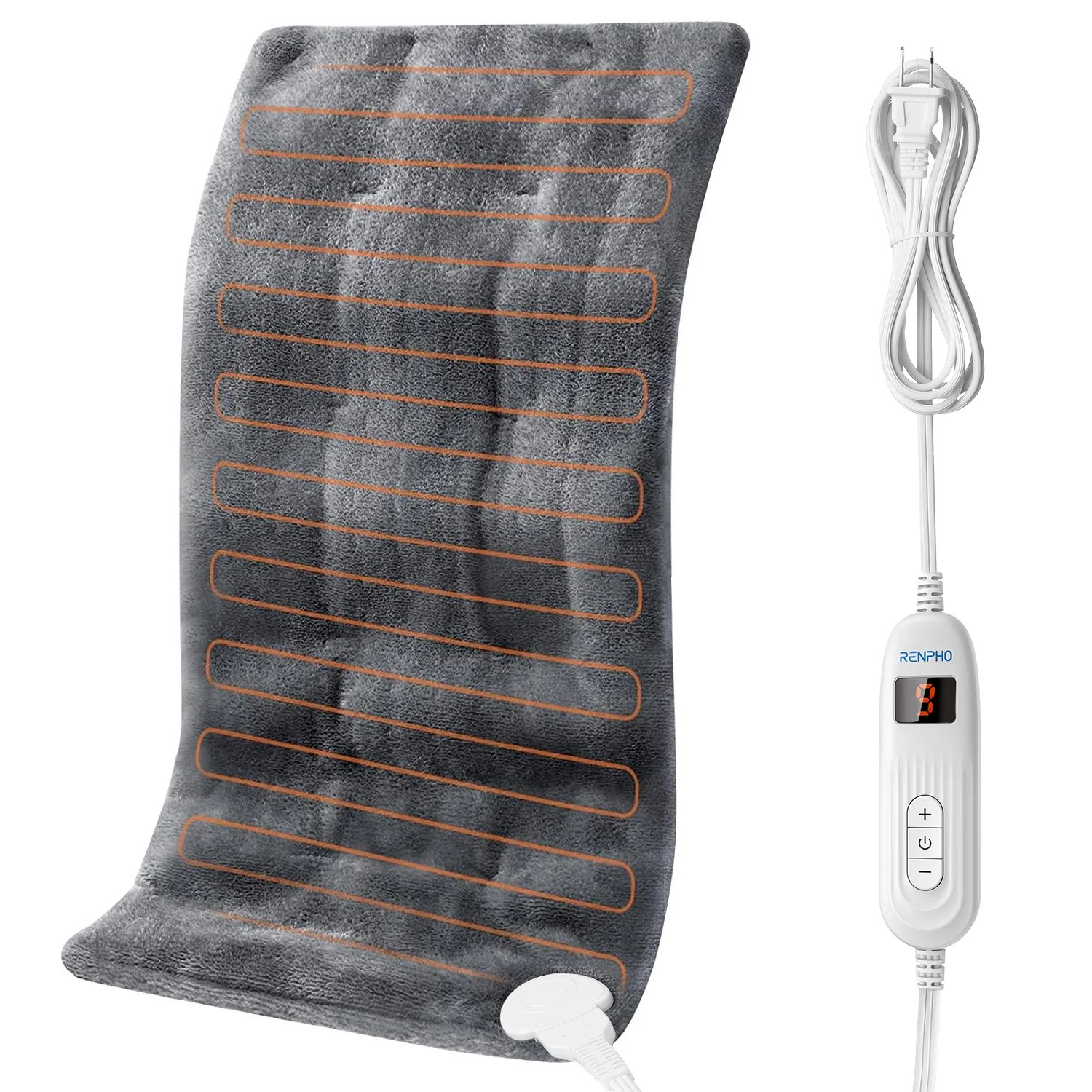 RENPHO Heating Pad, 10 Heat Settings, Auto Shut off, FSA Eligible, 12"x24", Gray | Walmart (US)