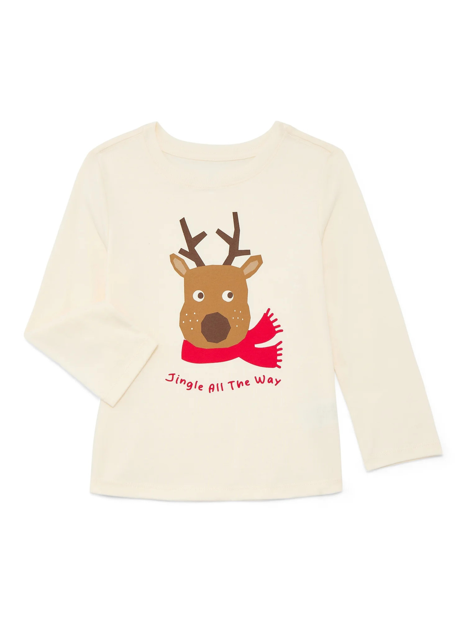 Holiday Time Toddler Boys or Girls Christmas Tee with Long Sleeves, Sizes 12M-5T | Walmart (US)