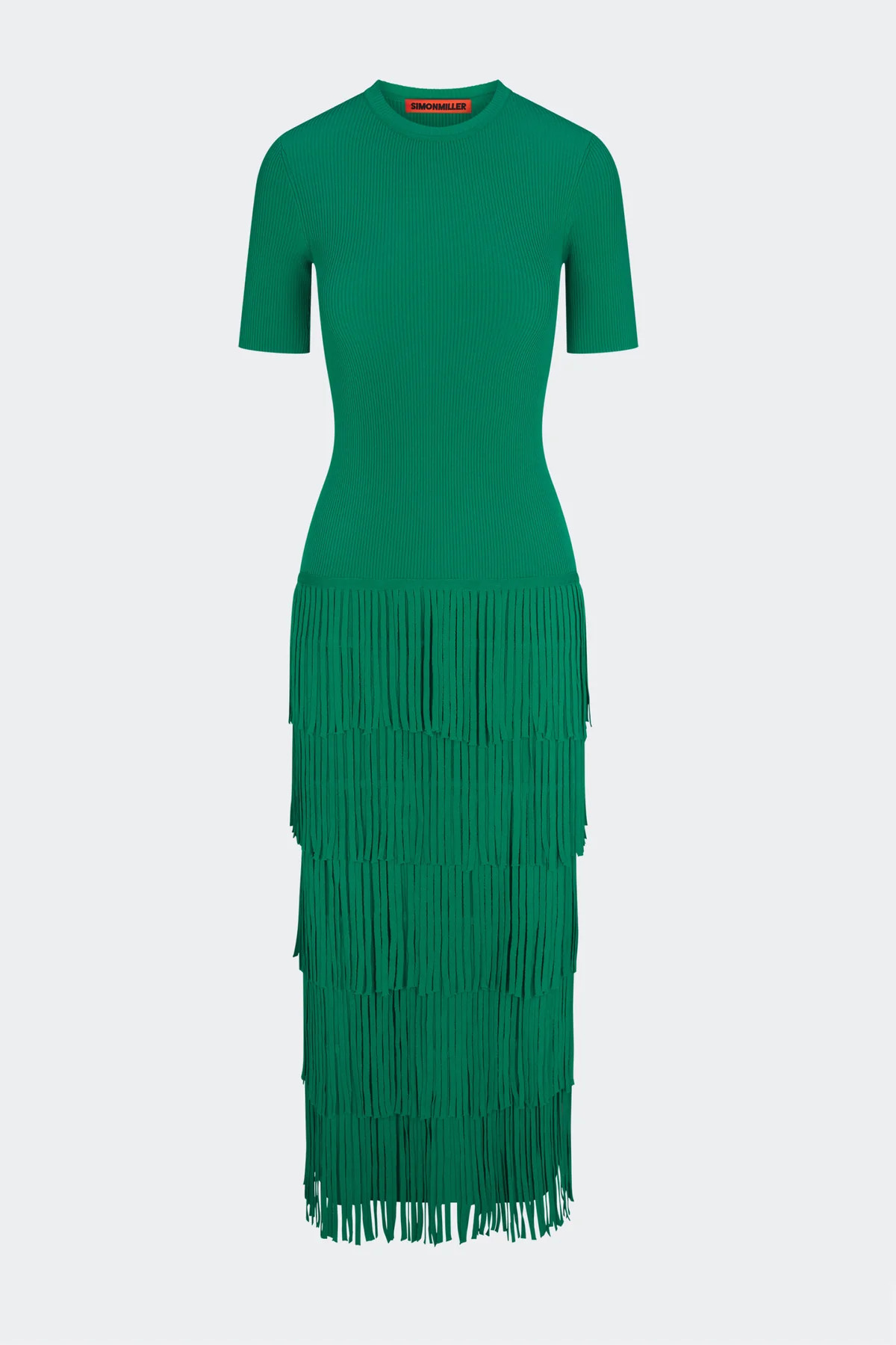 Za
           Knit Fringe Dress in Jade | Simon Miller
