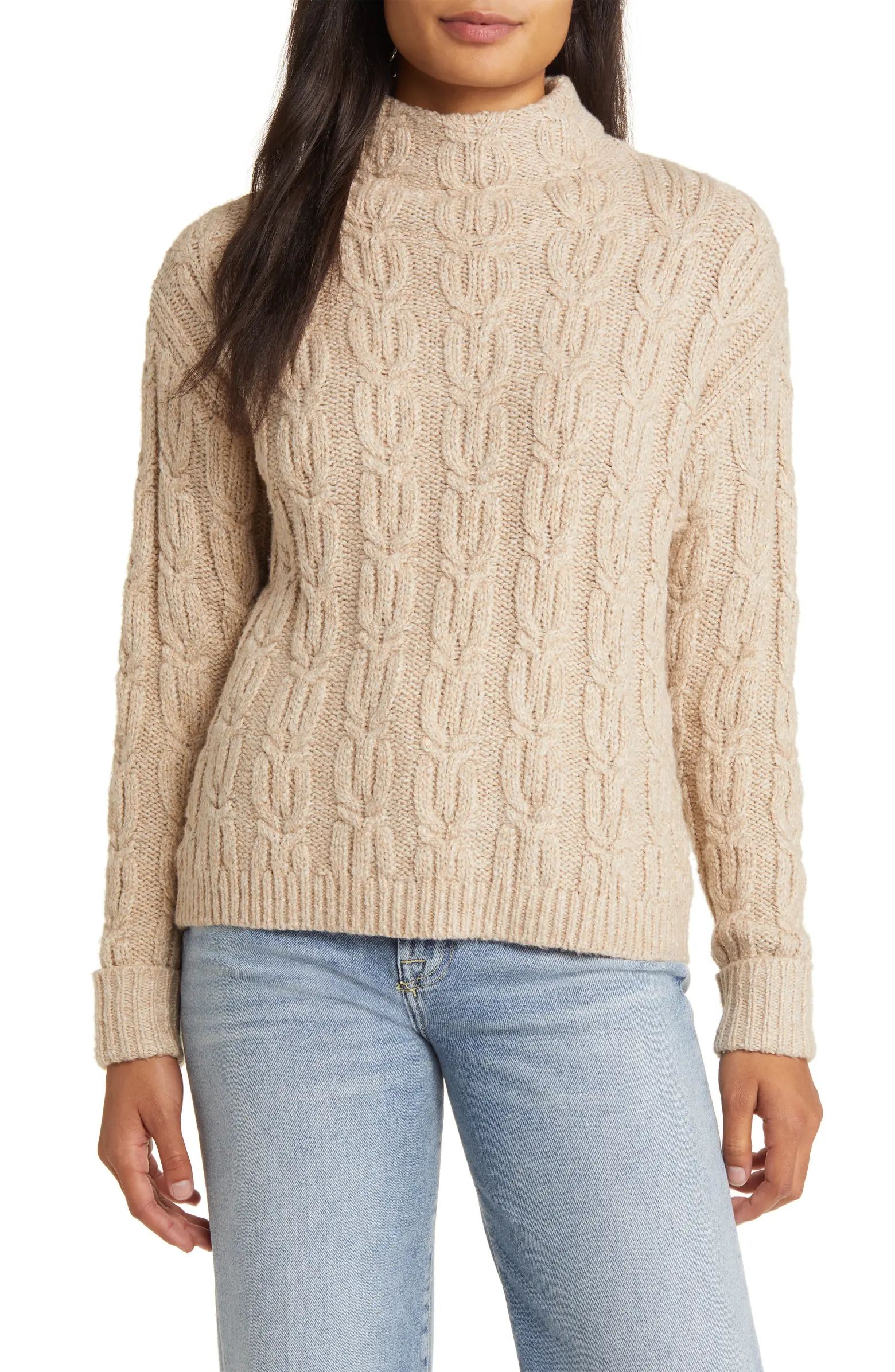 Cable Knit Funnel Neck Sweater | Nordstrom