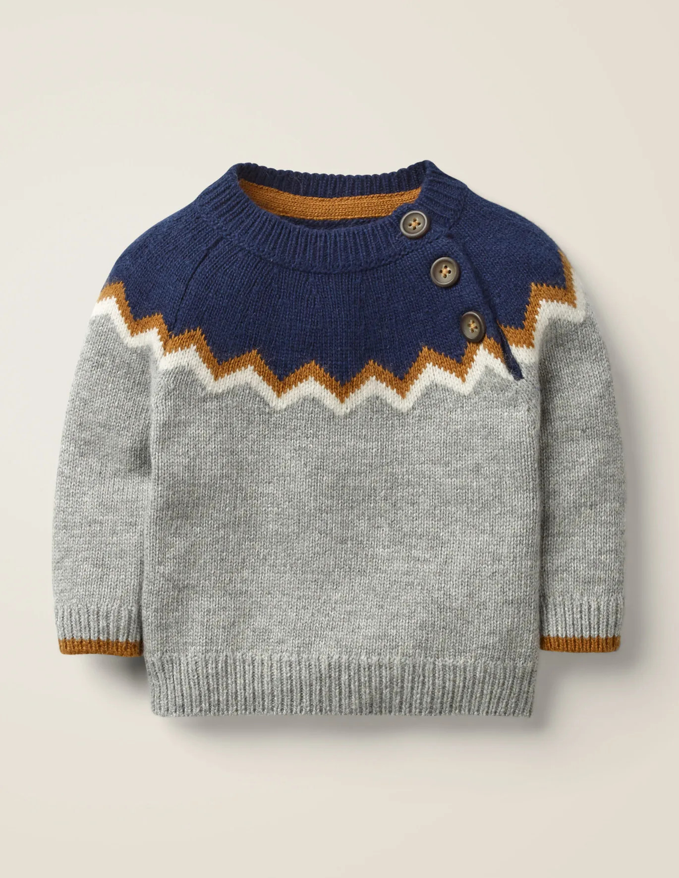 Chevron Yoke Sweater - Grey Marl Fairisle | Boden (US)