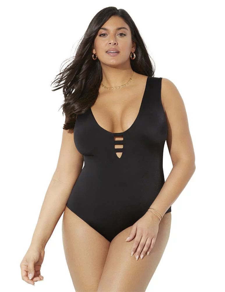 Swimsuits For All Women's Plus Size Strappy Scoopneck One Piece Swimsuit | Walmart (US)