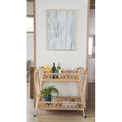 Leonard Rattan Loop 2-Tier Serving Bar Cart Bayou Breeze | Wayfair North America