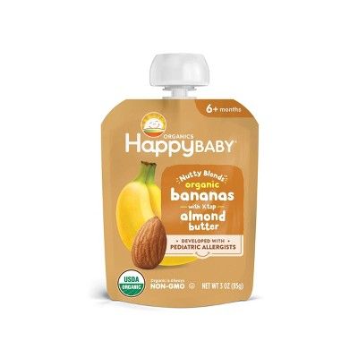HappyBaby Nutty Blends Organic Bananas & Almond Butter Baby Food Pouch - 3oz | Target