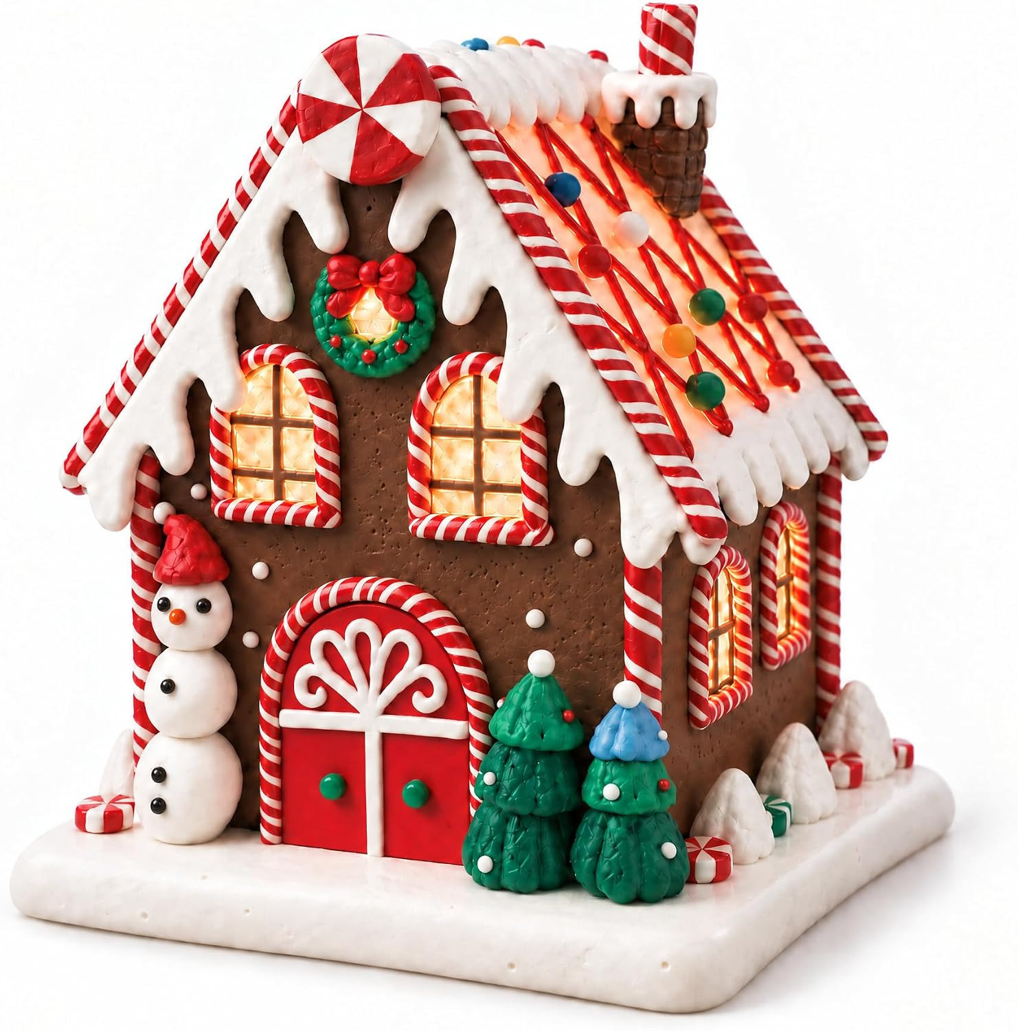 Tobiwibby Gingerbread Christmas Decorations, 5 Inch Gingerbread House,Battery Powered Christmas Cottage LED Gingerbread House Decorations, Desktop Decor, Home Ornaments Christmas Decor Indoor | Amazon (US)