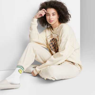 Women's Ascot + Hart Graphic Jogger Pants - White | Target