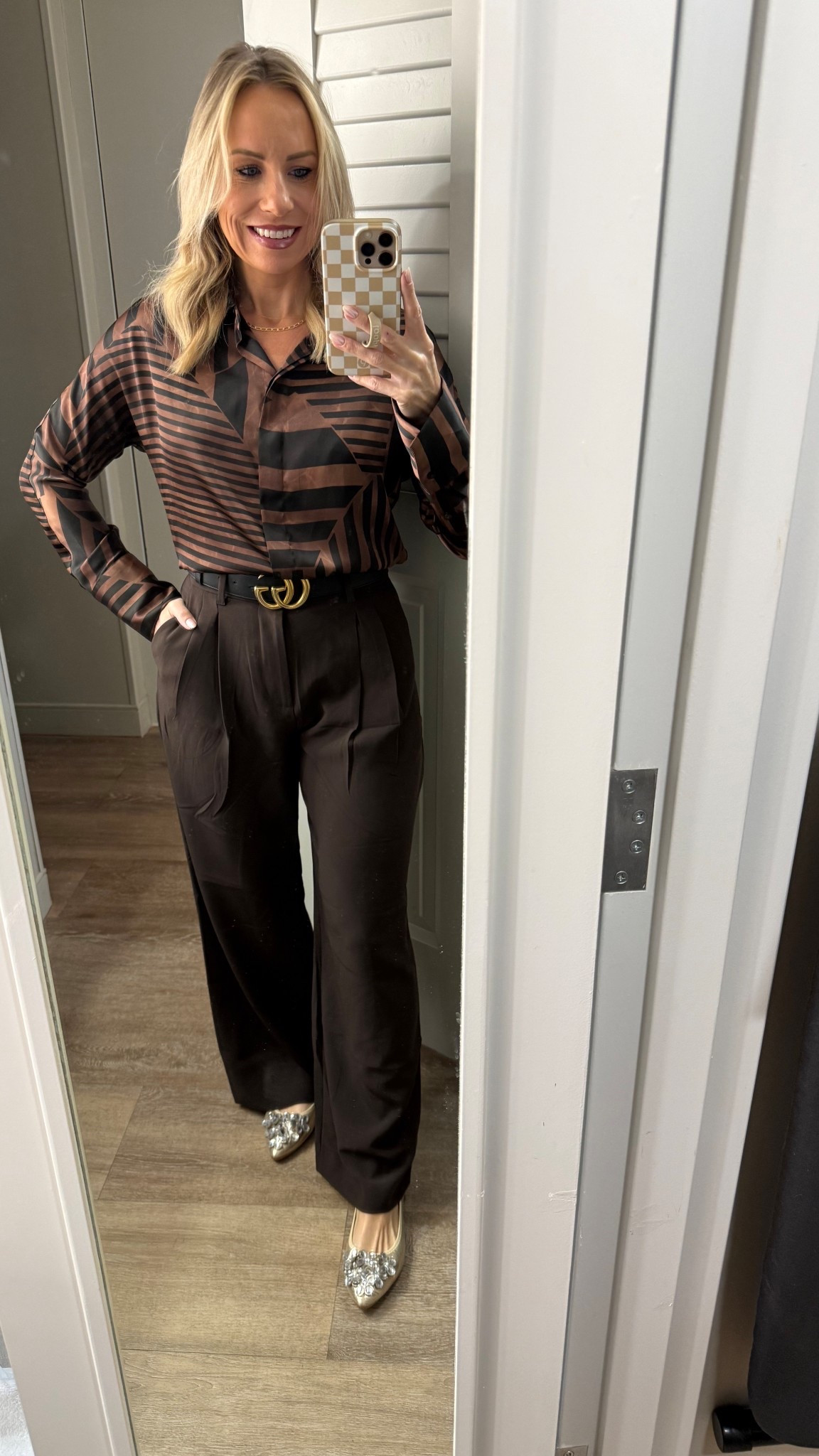 I’m LOVING browns this season! This top is so versatile, and can go from work days to date night, and looks great with trousers, jeans, or a faux leather skirt. These pants are a new purchase for me and these shoes are literally a MUST if you want stylish and super comfy! 


#LTKWorkwear #LTKootd #LTKSaleAlert