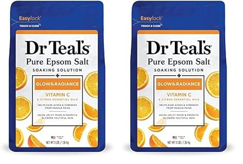 Dr Teal's Salt Soak with Pure Epsom Salt, Glow & Radiance with Vitamin C & Citrus Essential Oils, 3 lbs (Pack of 2) | Amazon (US)