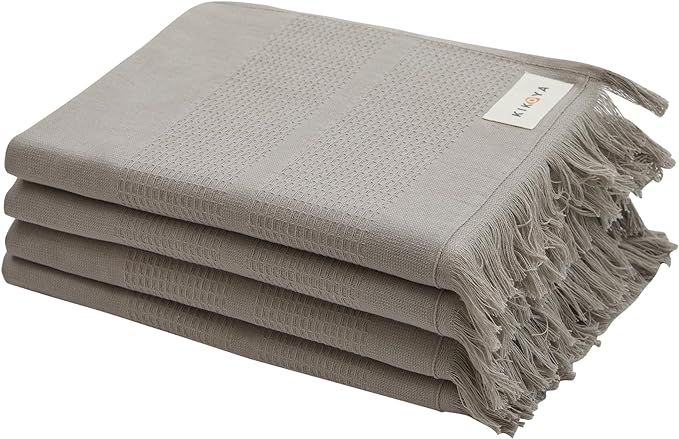 Kikoya Turkish Cotton Hand Towels - Set of 4 |17 x 31in| 100% Turkish Cotton |Large, Soft Hand an... | Amazon (US)