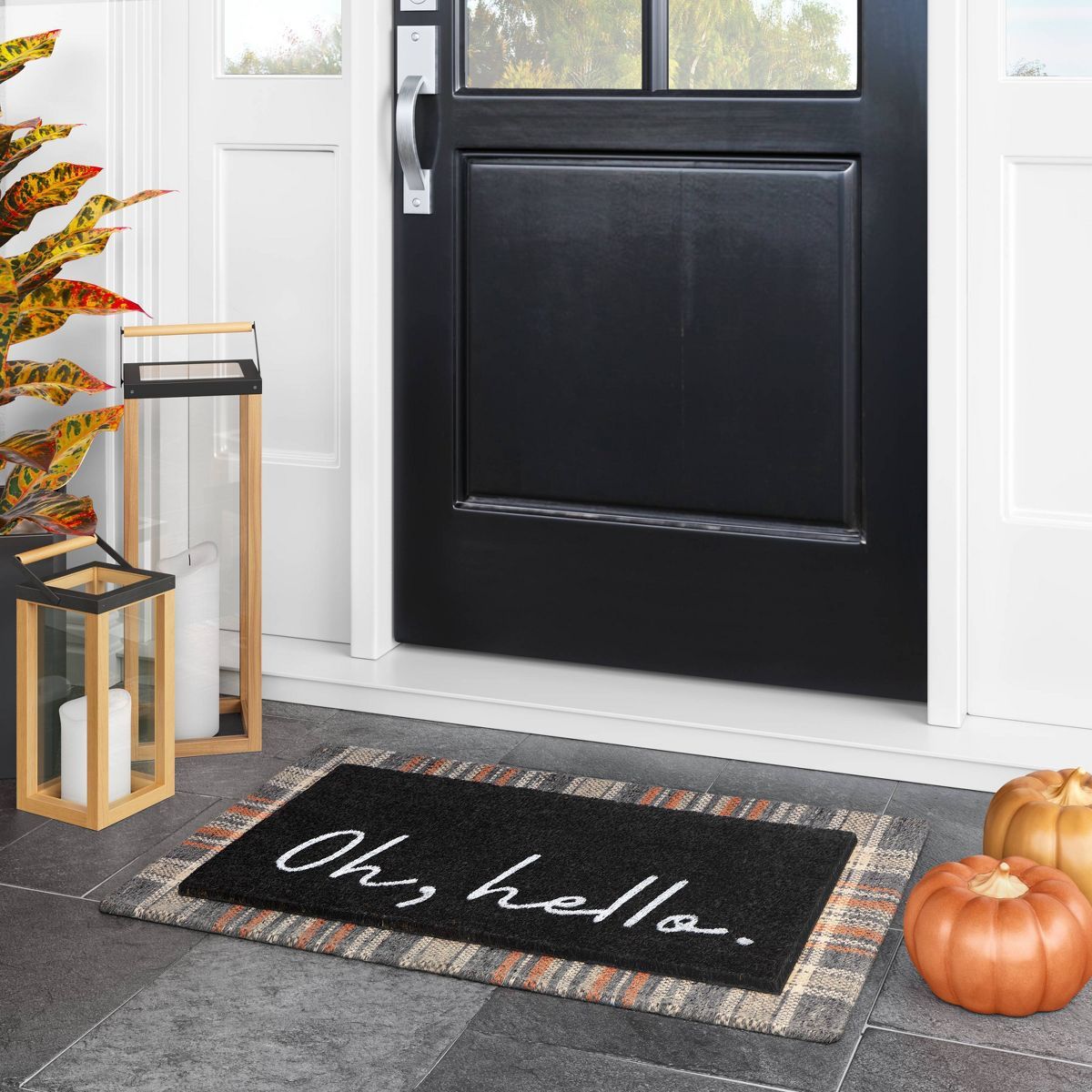1'6"x2'6" Oh Hello Doormat Black - Threshold™ | Target