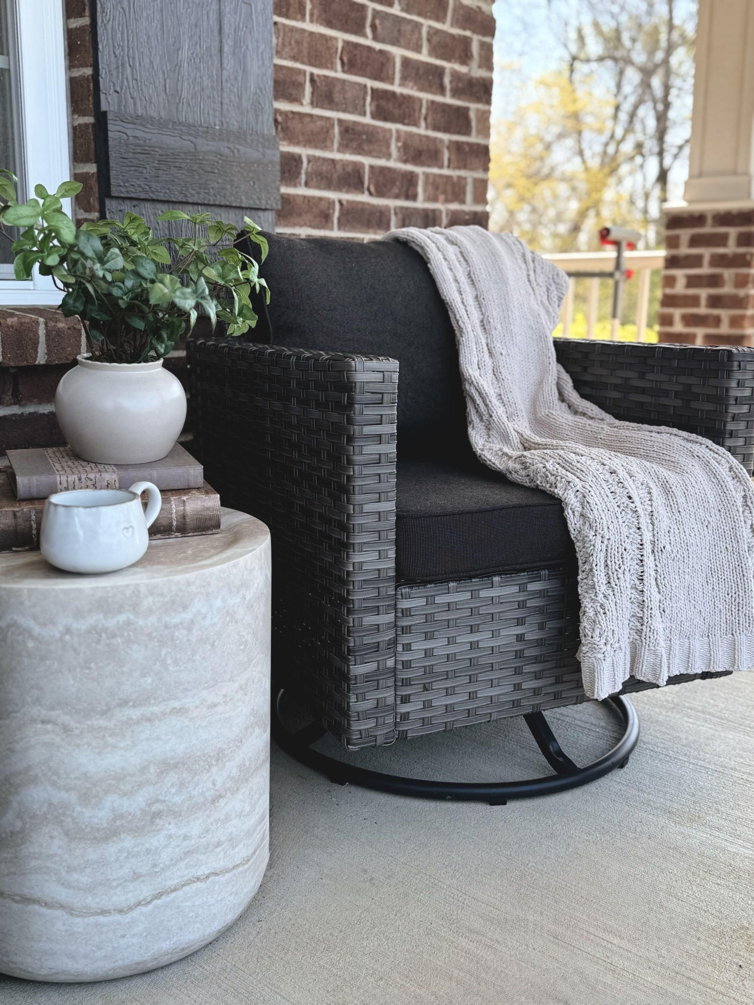 Outdoor seating that doesn’t take up much space, but definitely makes a statement! 📚☕️ 

@Wayfair 

#wishyouwerehere #outdoor #Wayfair #Ad #WayfairPartner

#LTKSeasonal #LTKHome