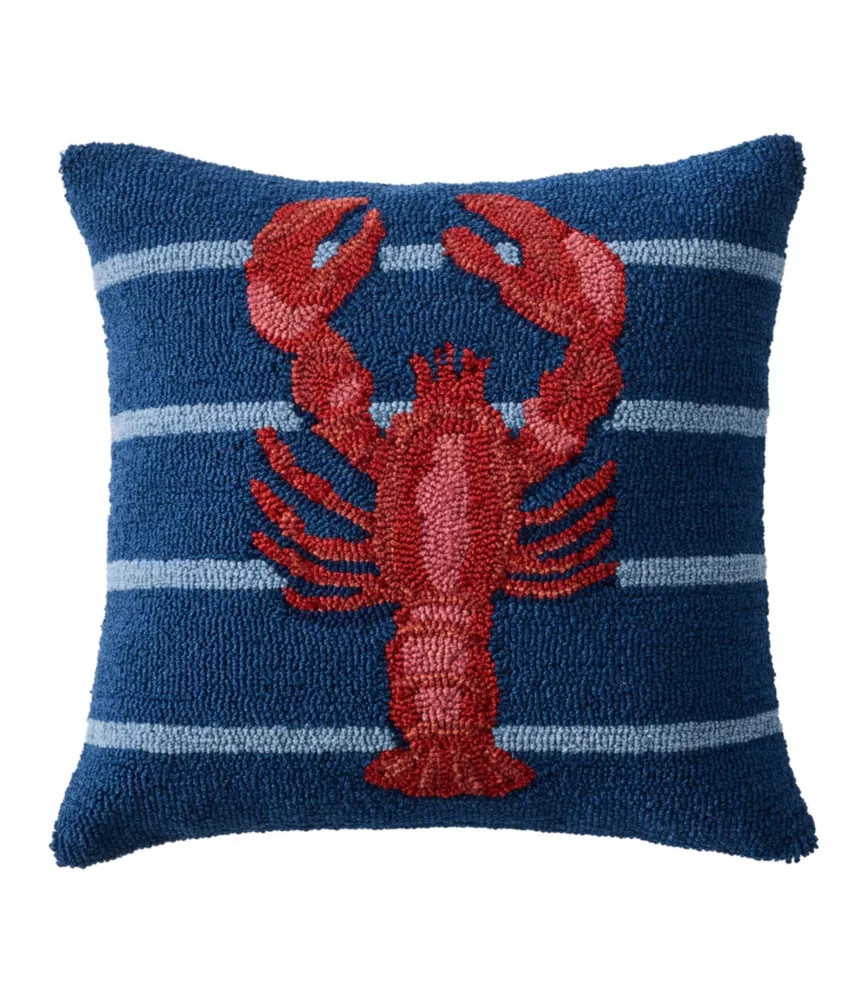 Indoor/Outdoor Hooked Pillow, 18x18 Lobster | L.L. Bean