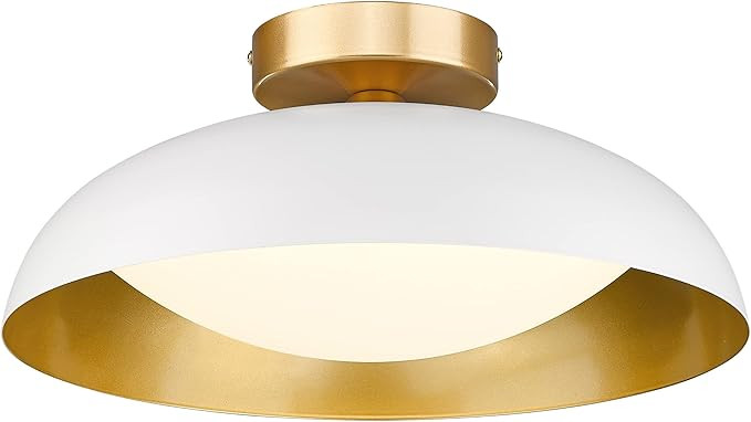 kudos Flush Mount Light Fixture, 16-inch LED Ceiling Light Fixture, White and Gold Finish, 24W 24... | Amazon (US)