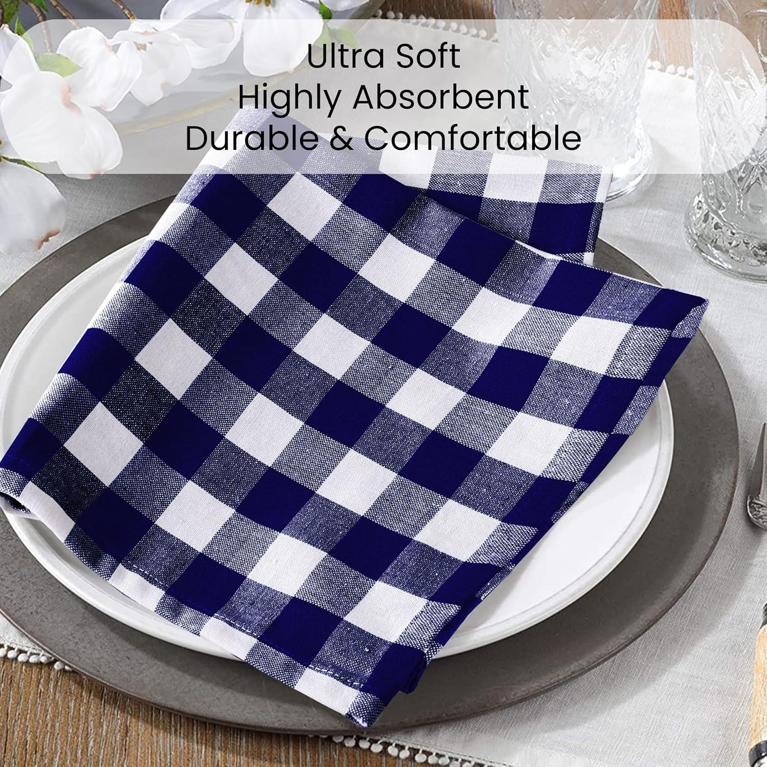 Dine n Decor Buffalo Plaid Cloth Napkins 100% Cotton - Ideal for Events Wedding Christmas Easter ... | Amazon (US)