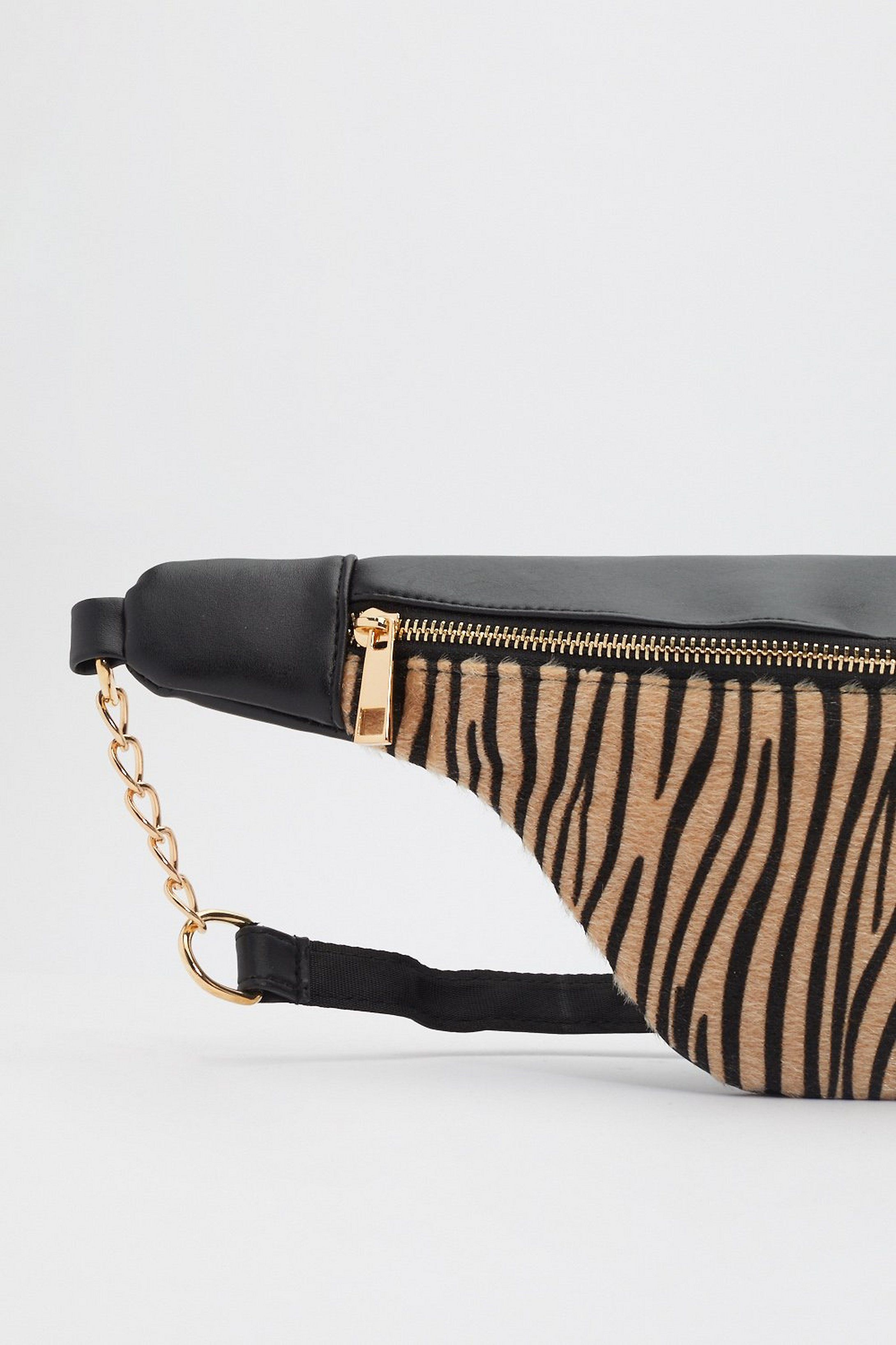 Chain Strap Front Pocket Bumbag In Faux Pony | NastyGal (US & CA)